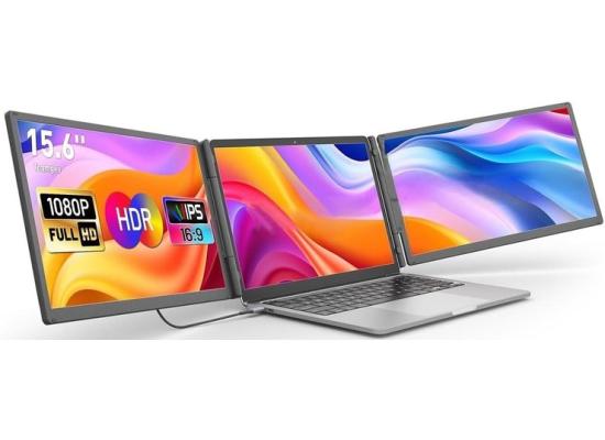 V2COM S5 Pro 15.6" IPS Full HD Triple Screen Extender Portable Monitor for Laptops 13-17.3" w/ ONLY Single-Cable Connectivity & 10,000mAh Detachable Magnetic Battery