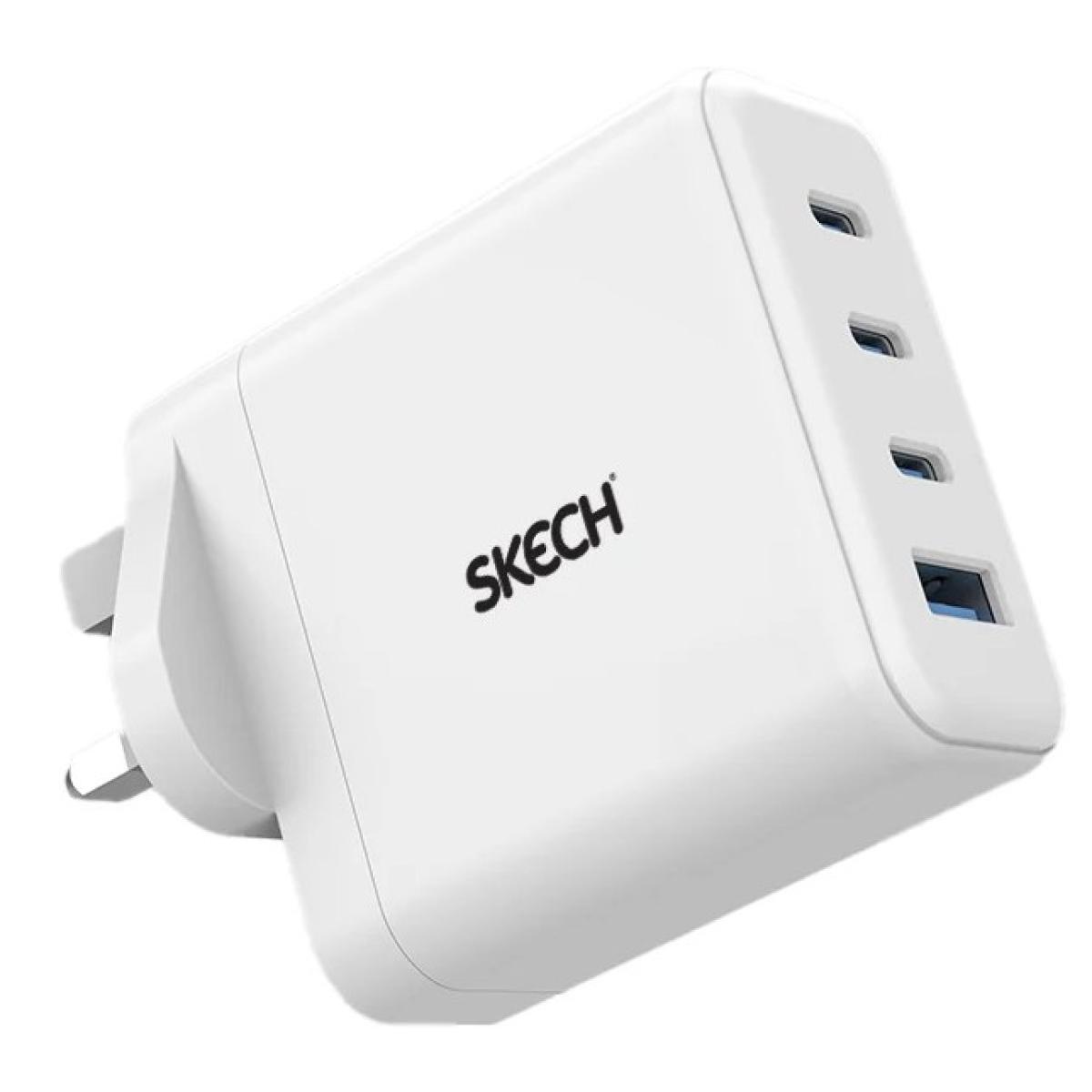 Skech Power Delivery 4 Port GaN Wall Charger 100w PD Power Charger 3X Type-C Port + USB-A – white