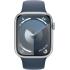 Apple Watch Series 9 [GPS 45mm] Smartwatch with Silver Aluminum Case with Storm Blue Sport Band M/L. Fitness Tracker, Blood Oxygen & ECG Apps, Always-On Retina Display, Water Resistant
