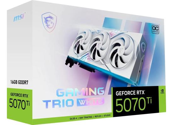 MSI Gaming RTX 5070 Ti 16G Gaming Trio OC Graphics Card (16GB GDDR7, 256-bit, Extreme Performance: 2580 MHz, DisplayPort x 3 2.1a, HDMI 2.1b, NVIDIA Blackwell Architecture) , White