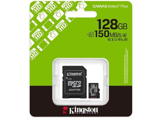 Kingston SDCS3/128GB Canvas Select Plus 128GB microSDXC Card Up to 150MB/s A1 Class 10 UHS-I with Adapter