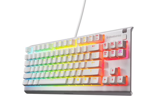 SteelSeries Apex 3 TKL RGB Gaming Keyboard – Tenkeyless Compact Form Factor - 8-Zone RGB Illumination – IP32 Water & Dust Resistant – Whisper Quiet Gaming Switch – Gaming Grade Anti-Ghosting , White