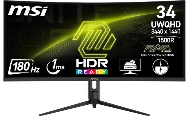 MSI MAG 342CQR E2 34" UWQHD 4K Curved 1500R 180 Hz ,1ms , sRGB 119% HDR Ready AI Vision Less Blue Light AMD FreeSync™ Premium