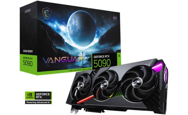 MSI GeForce RTX 5090 Vanguard SOC Graphics Card, 32GB GDDR7 512-Bit Memory, 2512 MHz Boost Clock, 28 Gbps Memory Speed, 21760 CUDA Core