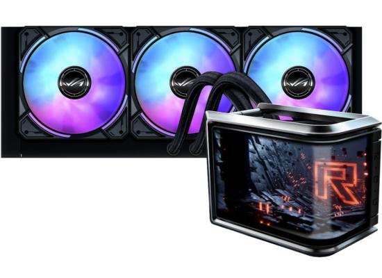 ASUS ROG Ryuo IV SLC 360 ARGB Liquid CPU Cooler, 6.67" AMOLED Display, 360mm Radiator, 3x 120mm MF-12C aRGB Fans, 2650 RPM Speed, 71.44 CFM Fan Airflow, Black