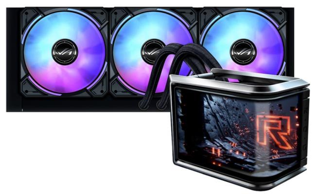 ASUS ROG Ryuo IV SLC 360 ARGB Liquid CPU Cooler, 6.67" AMOLED Display, 360mm Radiator, 3x 120mm MF-12C aRGB Fans, 2650 RPM Speed, 71.44 CFM Fan Airflow, Black