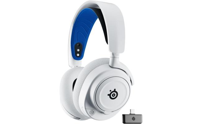 SteelSeries Arctis Nova 7P Wireless Multi-Platform Gaming Headset Neodymium Magnetic Drivers 2.4GHz + Bluetooth 38Hr USB-C Battery Gen2 AI Mic PlayStation, PC, Switch, VR, Mobile - White