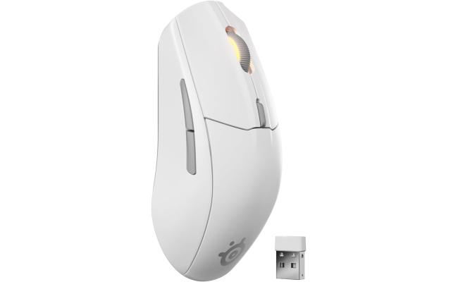 SteelSeries Rival 3 Wireless Gen 2 Gaming Mouse 2.4GHz and Bluetooth 18000 DPI TrueMove Air Optical Sensor 60 Million Click Durability Light-Weight 100% PTFE Feet , White