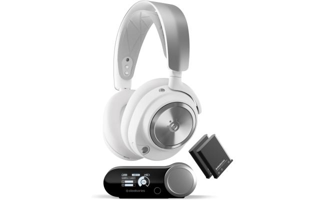 SteelSeries Arctis Nova Pro Wireless Multi-System Gaming Headset - Neodymium Magnetic Drivers - Active Noise Cancellation - Infinity Power System - Gen 2 Mic - PS5, PS4, PC, Switch, Mobile - White