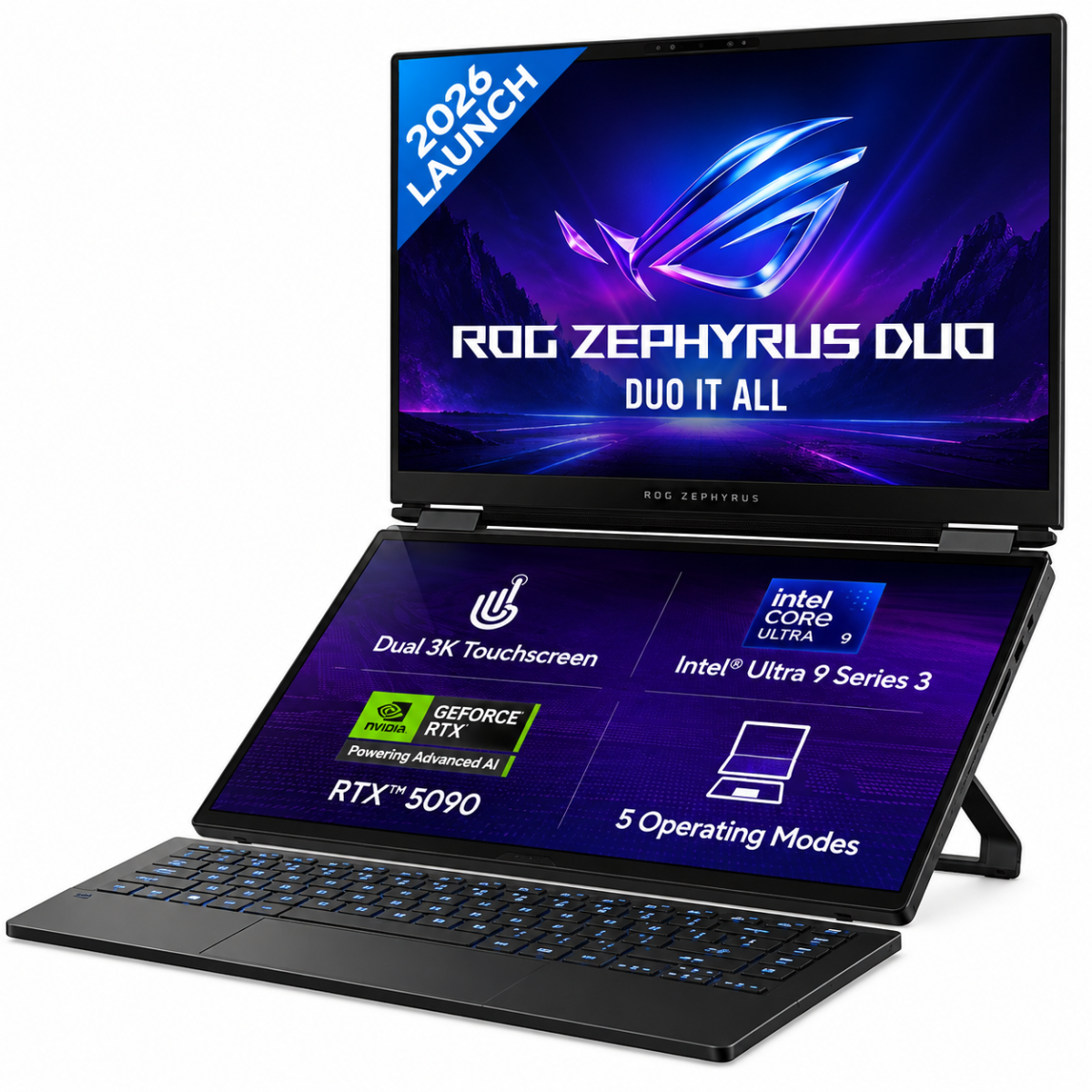 ASUS Zenbook DUO (2026) GX651AX Dual-Screen AI Laptop | Intel Core Ultra 9 386H | 64GB LPDDR5X | 2TB SSD | NVIDIA RTX 5090 24GB | Dual 16