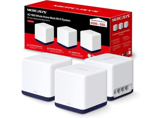 MERCUSYS Halo H50G(3-pack) AC1900Mbps Mesh WiFi System, Gigabit Ports, TP-Link WiFi Mesh System, WiFi Router, WiFi Extender Booster, 6,000ft²(550 m²), Seamless Roaming, Beamforming, Easy Setup