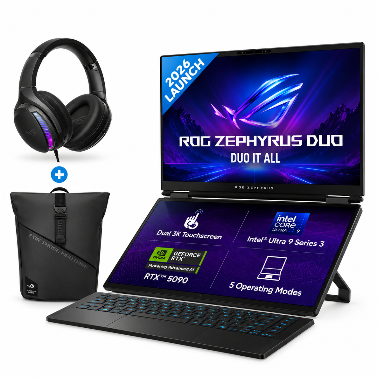 ASUS Zenbook DUO (2026) GX651AX Dual-Screen AI Laptop | Intel Core Ultra 9 386H | 64GB LPDDR5X | 2TB SSD | NVIDIA RTX 5090 24GB | Dual 16