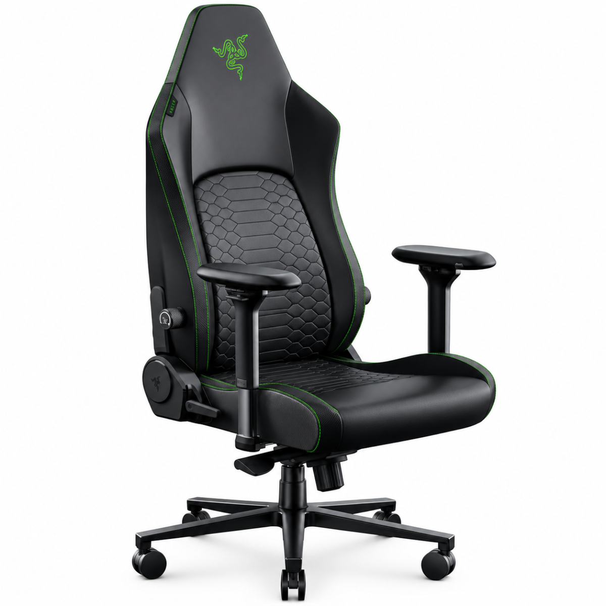 RAZER Iskur V2 NewGen (2025) Gaming Chair, HyperFlex Lumbar Support System, Gen-2 EPU Leather WITH CoolTouch Technology, Cold-Cured Foam, 4D Adjustable Armrests, Black / Green
