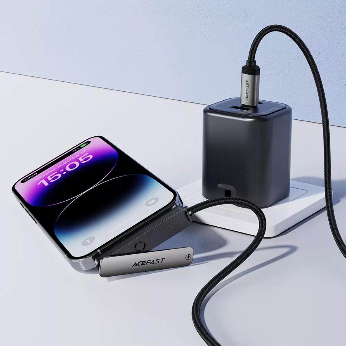 ACEFAST C28-01 USB-C to Lightning Cable with Phone Holder Metal Grey ACEFAST C28-01 USB-C to Lightning Cable with Phone Holder Metal Grey