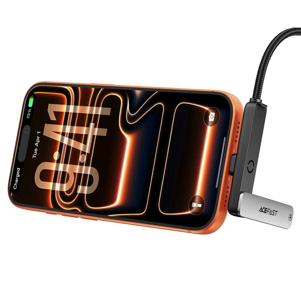 ACEFAST C28-03 60W USB-C to USB-C Charging Data Cable with Flip-Out Stand Metal Grey ACEFAST C28-03 60W USB-C to USB-C Charging Data Cable with Flip-Out Stand Metal Grey
