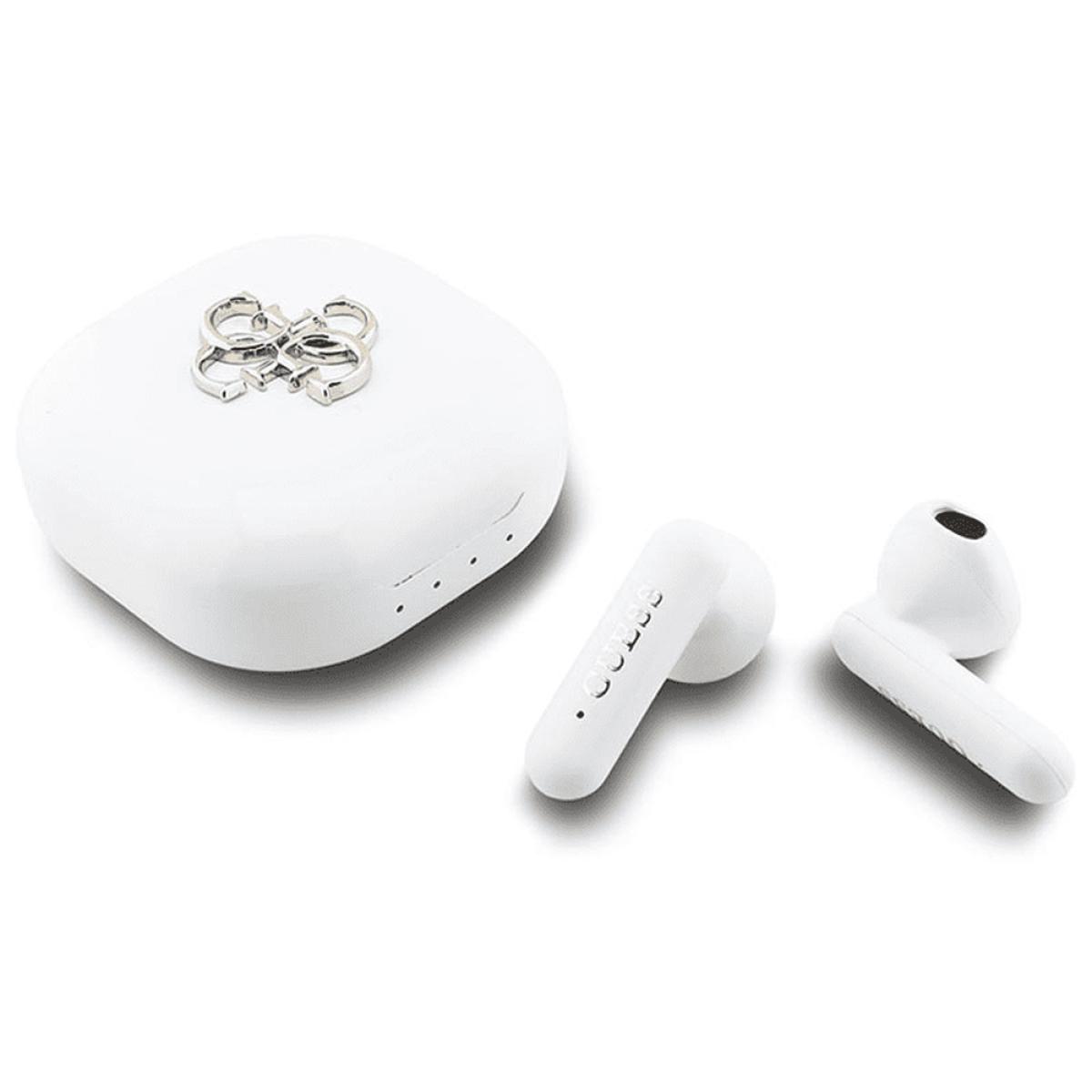 Guess 4G Metal Logo TWS Bluetooth Earphones with Charging Case White