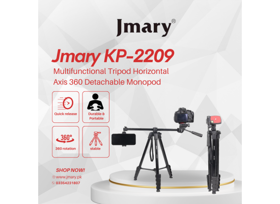 JMARY KP-2294 179cm 4-section Adjustable Monopod Multi-Function Panoramic Photography Tripod - Black