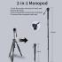 Jmary Professional KS355+HG60 DSLR ILDC Camera 2-in-1 Monopod Tripod 360 Degree Panoramic Ball Head Stand - Black