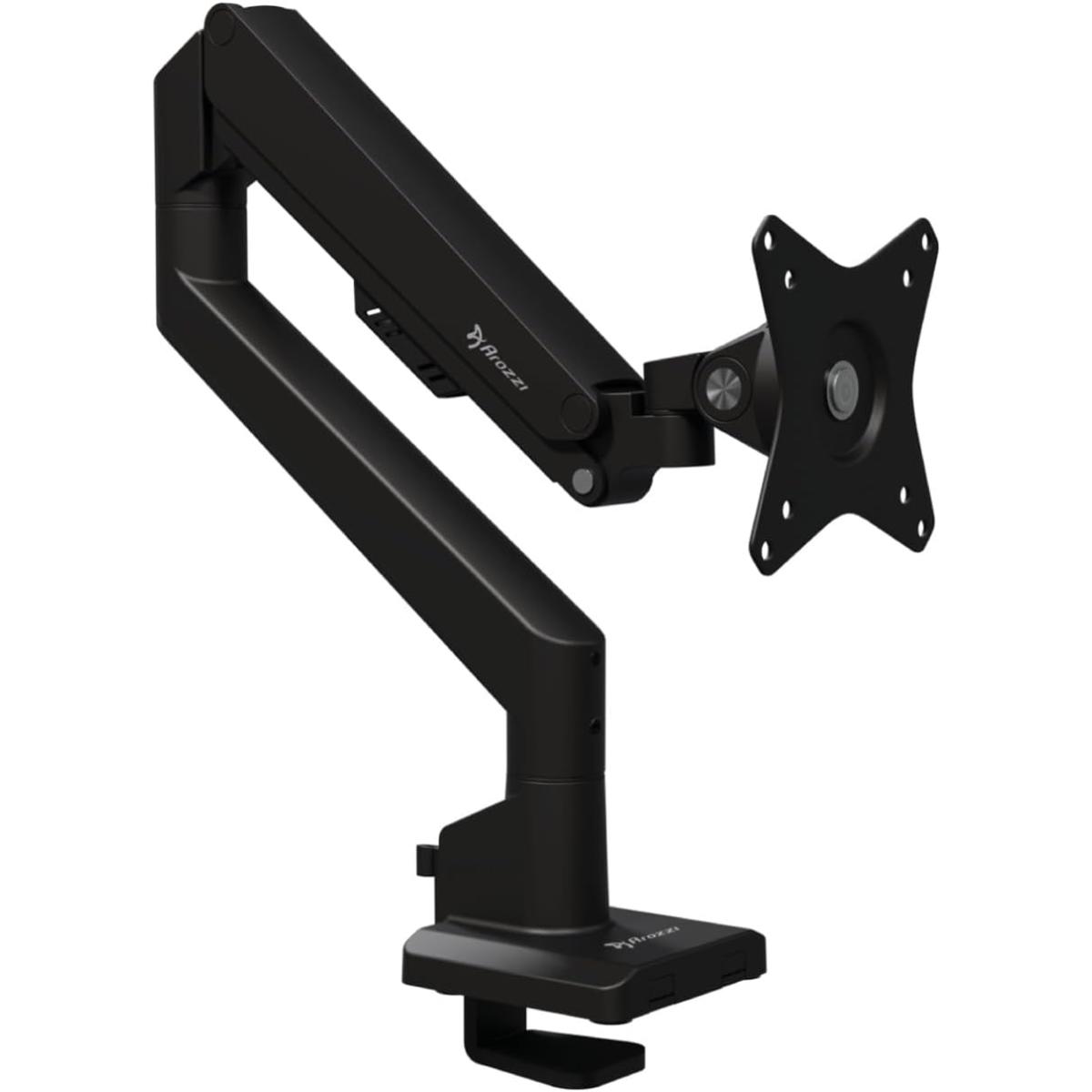 Arozzi Alzare Neo Gas Spring Single Monitor Arm Support up to 9KG 360\u00b0 Screen Rotation Adjustable Height & Full Motion - Black