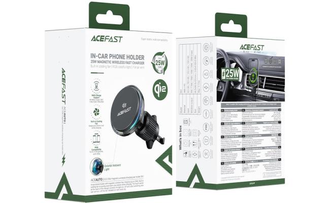 ACEFAST D61 Qi2 25W Magnetic Car Mount Fast Charging Wireless Charger Holder for iPhone 17 16 Pro Max Air Vent Clip for Samsung