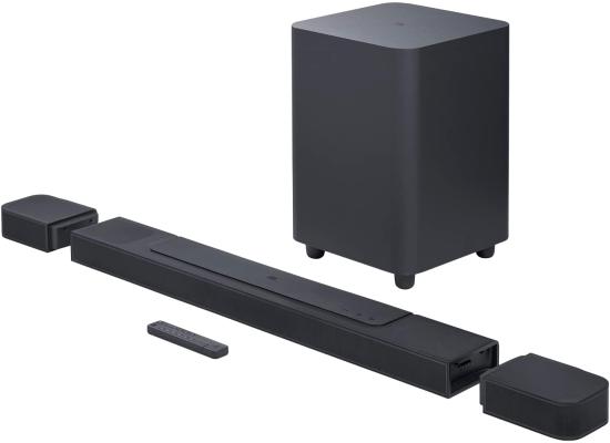 JBL BAR 1000 7.1.4-CH Soundbar with Speakers & Wireless Subwoofer, BT 5.0/ USB, Wi-Fi with AirPlay, DTS X & Multibeam, 880W Output Power, HDMI eARC with 4K Pass, Black