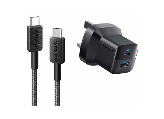 Anker 323, 33W Wall Charger + USB-C To C Cable 90CM, USB Type-A & USB Type-C Interface, ActiveShield Safety System, Portable, Universal Compatibility, Black
