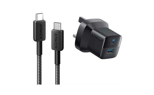 Anker 323, 33W Wall Charger + USB-C To C Cable 90CM, USB Type-A & USB Type-C Interface, ActiveShield Safety System, Portable, Universal Compatibility, Black