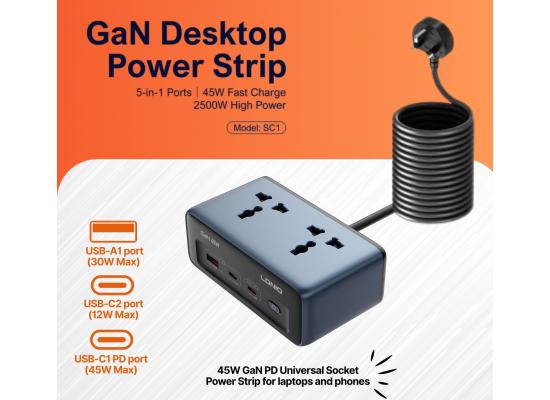 LDNIO SC1 45W PD Adapter 2500w Universal Socket Power Strip 45W High Power, Fast Charge For Tablets & phones which support PD3.0 and QC3.0