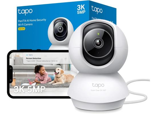 Tapo C230 3K 5MP Indoor Camera, Smart AI Detections - Person Pet Baby Cry, Pan/Tilt 360° View, Security Camera No Monthly Fee, Enhanced Night Vision, Two-way Audio, Works with Alexa & Google