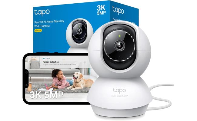 Tapo C230 3K 5MP Indoor Camera, Smart AI Detections - Person Pet Baby Cry, Pan/Tilt 360° View, Security Camera No Monthly Fee, Enhanced Night Vision, Two-way Audio, Works with Alexa & Google