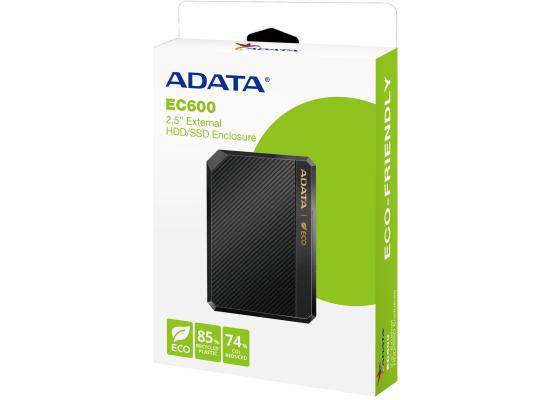 ADATA EC600 2.5” External HDD/SSD Enclosure USB 3.2 Gen2 (10Gbps) interface Tool-Free Convenient Safety Lock , Black
