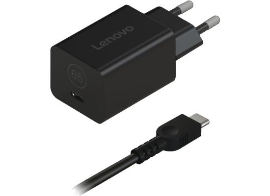 Lenovo GaN Nano 65W USB-C Fast & Safe Charging USB-C Output Port with 1.8 m USB C Cable - EU Plug