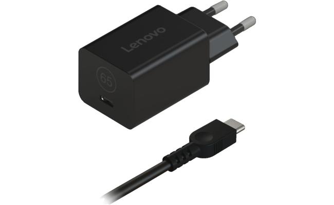 Lenovo GaN Nano 65W USB-C Fast & Safe Charging USB-C Output Port with 1.8 m USB C Cable - EU Plug