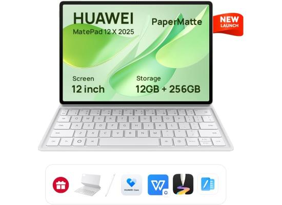 Huawei MatePad 12x NEW (2025) 12" Android WIFI Tablet (256GB Storage / 12GB Memory) w/ 2.8k IPS 144 Hz Eye-Soothing PaperMatte Display & HUGE Battery + Free Huawei Kayboard  + Huawei Pro M-Pen + Huawei Mouse