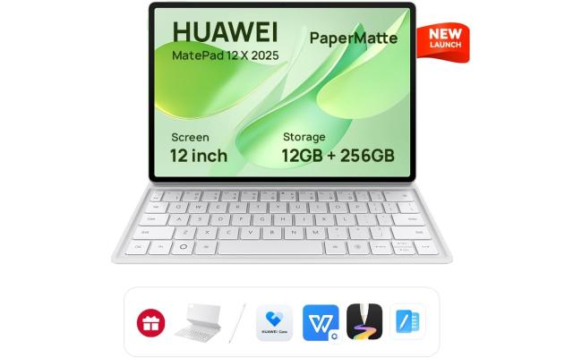Huawei MatePad 12x NEW (2025) 12" Android WIFI Tablet (256GB Storage / 12GB Memory) w/ 2.8k IPS 144 Hz Eye-Soothing PaperMatte Display & HUGE Battery + Free Huawei Kayboard  + Huawei Pro M-Pen + Huawei Mouse