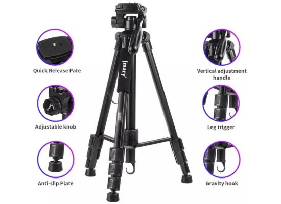 Jmary KP-2254 Professional Aluminium Tripod Monopod for All DSLR Cameras Max Load capacity - 4kgs, Max Height - 1650mm