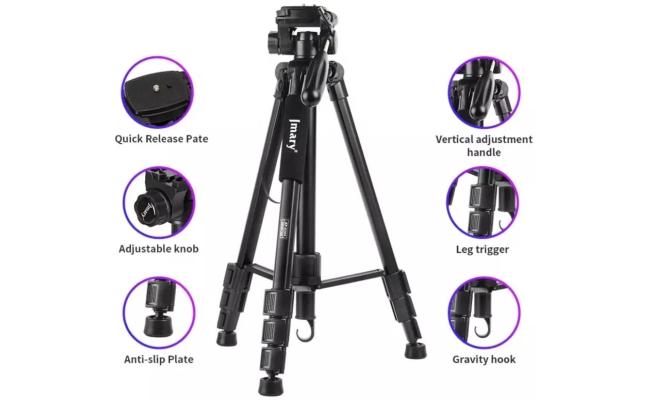 Jmary KP-2254 Professional Aluminium Tripod Monopod for All DSLR Cameras Max Load capacity - 4kgs, Max Height - 1650mm