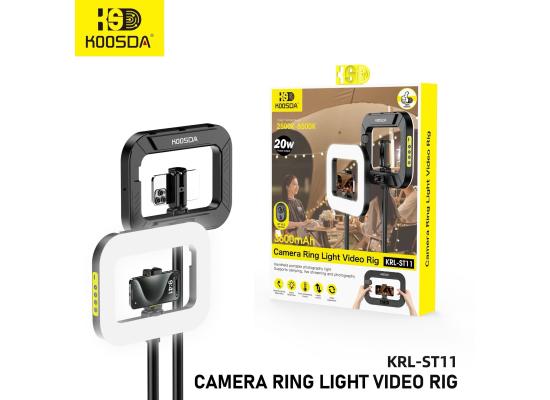 KOOSDA KRL-ST11 Camera Ring Light Video Ring Adjustable Color Temperature & Brightness, Multi-Device Compatibility