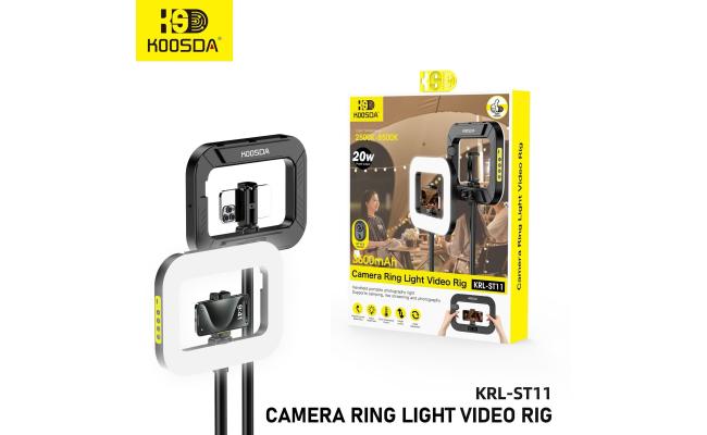 KOOSDA KRL-ST11 Camera Ring Light Video Ring Adjustable Color Temperature & Brightness, Multi-Device Compatibility