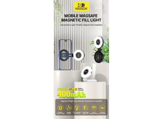 KOOSDA KR-L12 Magnetic Selfie Light Portable USB Rechargeable Adjustable Brightness Magnetic fill Pocket Light