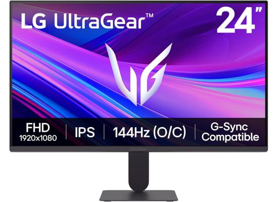 LG 24G411A Ultragear 24" Full HD IPS Gaming Monitor, 144Hz (O/C), 1ms MBR, NVIDIA G-Sync Compatible, AMD FreeSync, HDR10, HDMI, DisplayPort, Slim Stand, Black