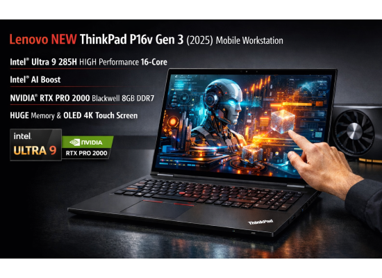 Lenovo NEW ThinkPad P16v Gen 3 (2025) Mobile Workstation Intel® Ultra 9 285H HIGH Performance 16-Core Intel® AI Boost w/ NVIDIA® RTX PRO 2000 Blackwell 8GB DDR7 Graphic Card & HUGE Memory & OLED 4K Touch Screen