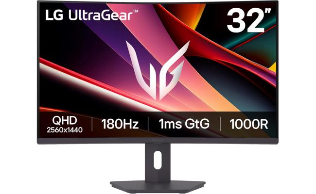 LG UltraGear 32G600A G6 32" Curved 1000R 2K QHD 180Hz 1ms HDR 10 sRGB 99% AMD FreeSync Borderless Design w/2x HDMI 1x Display Port - Black