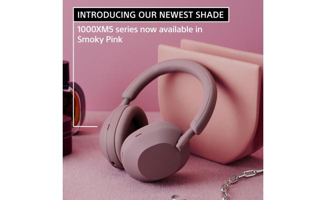 Sony XM5 Wireless Noise Canceling Bluetooth Headphone, Magnificent Sound, 30 Hour Battery Life, 32.81 ft Effective Range, 2.4 GHz Band Frequency, Detachable Cord, Closed Dynamic - Smoky Pink