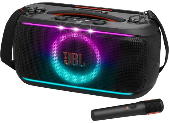 JBL PartyBox On-The-Go 2 Portable Party Speaker, Bluetooth 5.4 Auracast Multi-Speaker Pairing, 2 Wireless Mics Karaoke Echo Smart Key Change, 15Hr Battery USB-C Fast Charge, Black