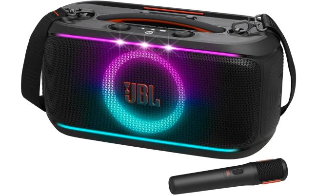 JBL PartyBox On-The-Go 2 Portable Party Speaker, Bluetooth 5.4 Auracast Multi-Speaker Pairing, 2 Wireless Mics Karaoke Echo Smart Key Change, 15Hr Battery USB-C Fast Charge, Black
