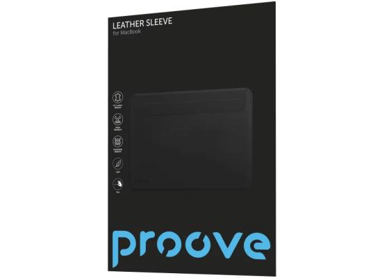 Proove Leather Sleeve MacBook Support 13.6"/14.2" Premium eco-Leather, Moisture Drainage; Magnetic Closure , Black