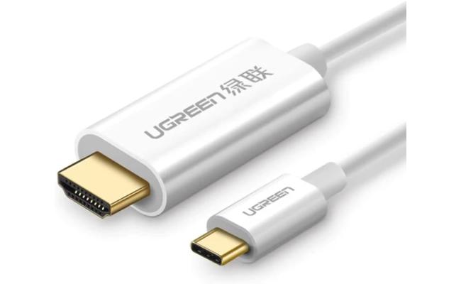 UGREEN USB Type C to HDMI Cable, ABS Case, 24K Gold-Plated Connector, Anti-Interference, Anti-Oxidation, Multiple Interior Shielding, 1.5 Meter Length, White