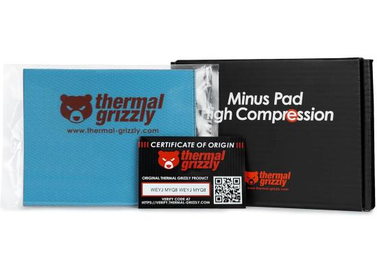 Thermal Grizzly Minus Pad High Compression - 120x100x2.0mm 2-Pack Thermal Interface Pad, Electrically Non-Conductive, High Thermal Conductivity & High Compressibility for SSDs, GPUs & Electronics