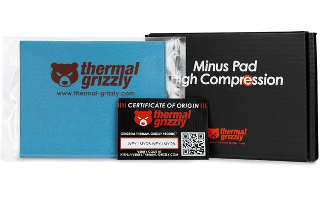 Thermal Grizzly Minus Pad High Compression - 120x100x2.0mm 2-Pack Thermal Interface Pad, Electrically Non-Conductive, High Thermal Conductivity & High Compressibility for SSDs, GPUs & Electronics